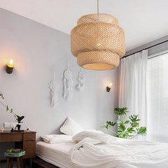 Modern 30cm E27 Bamboo Pendant Light Hand Woven Bamboo Art Chandelier Dining Room Lantern Chandelier Bedroom Dining Room Lamp