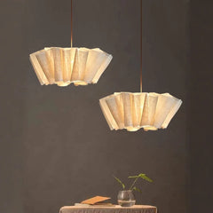 Wabi Sabi Pleated Pendant Light Nordic Linen Fabric Chandelier For Living Room Study Clothes Shop Restaurant Decoration Light