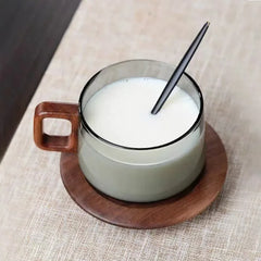 200ml Glass Tea Cup with Filter and Wooden Handle High Borosilicate Glass Teacup Home Office Tea Separation Mug Kung Fu Tea Set