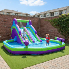 Inflatable Double Water Slide Grade Inflatable Water Slide with Pool for Adults and Kids Includes Blower Outdoor Water Play