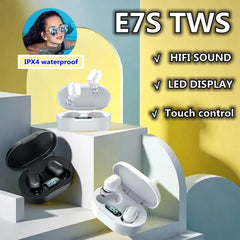 E7S TWS Earphone Bluetooth Headphones with Mic 9D Stereo Hifi Earbuds Wireless Headse