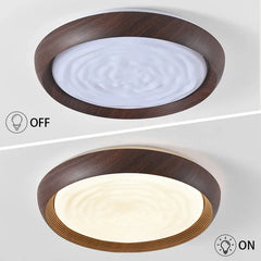 Modern LED Ceiling Light Circular Wood Grain Walnut Acrylic Ceiling Lamp Bedroom Living Room Restaurant Aisle Home Decor Lights