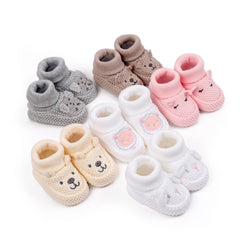 0-12months Infant Knitted Baby Booties with Ears Soft Comfortable Winter Shoes for girls boys