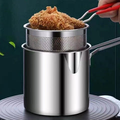 304 Stainless Steel Deep Fryer With Frying Basket Multifunction Small Pot For Kitchen Chicken Fish Cooking Tool