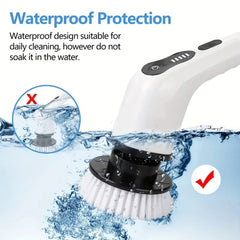 9-in-1 Wireless Rotating Electric Cleaning Brush - Household Multi-scene Scrubber for Bathroom, Kitchen & Toilet Deep Cleaning