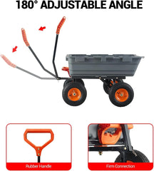 Poly Garden Dump Cart, 900Lbs Heavy Duty Utility Dump Wagon Yard Cart ,10" Tires