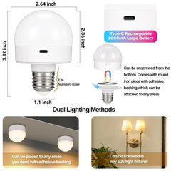 LED Rechargeable Light Bulbs Remote Control Battery Operated Light Bulb with Timer, Dimmable, 3 Color Temperatures