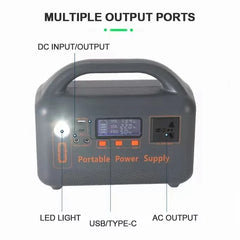 500W 220V Portable Power Station Solar Generator 461Wh 36Ah LiFePO4 Battery Power Bank for Outdoor Camping RV Emergency Energy