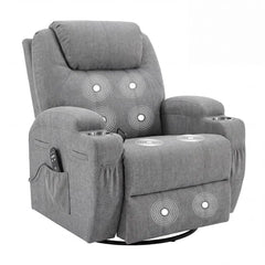Small Swivel Rocker Recliner, Rocking Chair Recliner with Massage | 360 Upholstered Fabric Rocking Chair Recliner, Customized
