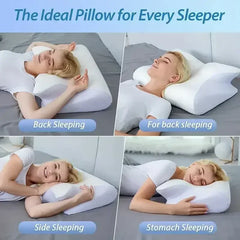 1PC Memory Foam Cervical Pillow 2in1 Ergonomic Contour Orthopedic Neck Support Pillow with Removable Pillowcase for Pain Relief