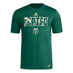 adidas Mens Size Short Sleeve Pre-Game T-Shirt Dark Green/Portland Timbers Large Tall