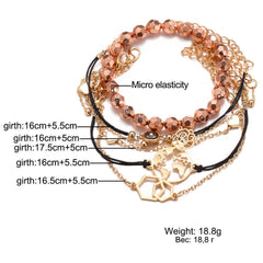 Boho Rose Map Bracelets & Bangles for Women Bohemian Round Charm Bracelet Set Fashion Multilayer Accessories Luxury Jewelry