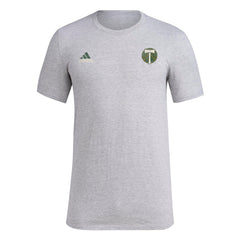 adidas Mens Short Sleeve Pre-Game T-Shirt Medium Grey Heather/Portland Timbers Large