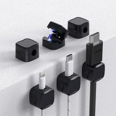 6 Pack Magnetic Cable Clips Cord Holder Under Desk Cable Management AORUICN Adhesive Wire Holder Keeper Organizer for Home Office Desk Phone Car Wall Desktop Nightstand