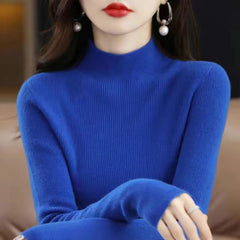 New Slim-fit Figure-flattering Sweater With A Half-high Neckline