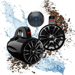 BOSS Audio Systems MG150T.4 Marine ATV UTV Waketower Speakers Gauge Receiver (Built-in 2 CH Amplifier) (Refurbished)