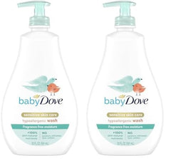 Baby Dove Sensitive Skin Care Baby Wash For Bath Time Moisture Fragrance Free and Hypoallergenic Washes Away Bacteria 20 oz (Pack of 2)