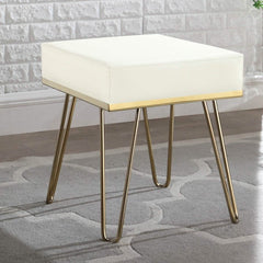 Catheau Square Ottoman Brass Finished Frame Hairpin Legs