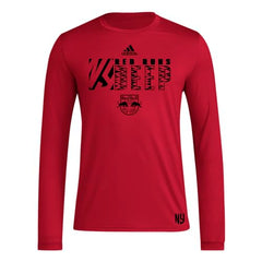 adidas Mens Long Sleeve Pre-Game T-Shirt Team Power Red/New York Red Bulls Medium