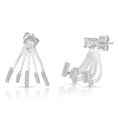 Cubic Zirconia Claw Design Earrings