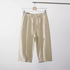 Pantalon corsaire décontracté et élégant en coton et lin respirants