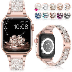 Diamond Rhinestone Stainless Steel Metal Wristband Strap