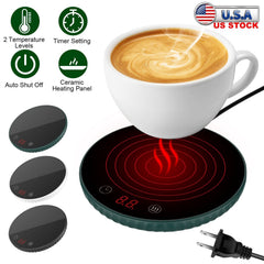 Desktop Electric Cup Warmer 8Hours Auto Off Overheating Protection Smart Timer Setting 2 Temperature Levels Ceramic Heating Panel For Office Home