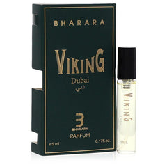 bharara viking dubai travel spray for men, a 5 ml 0.17 oz mini cologne by Bharara Beauty with green packaging.