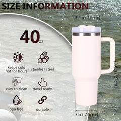 40oz V2 large capacity tumbler, With Handle And Straw Lid, Insulated Reusable Stainless Steel Water Bottles Travel Mug Coffee Cup car cup water cup For Men Women Outdoor Camping Driving, gift