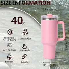 40oz large capacity tumbler, With Handle And Straw Lid, Insulated Reusable Stainless Steel Water Bottles Travel Mug Coffee Cup car cup water cup For Men Women Outdoor Camping Driving, gift