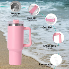 40oz large capacity tumbler, With Handle And Straw Lid, Insulated Reusable Stainless Steel Water Bottles Travel Mug Coffee Cup car cup water cup For Men Women Outdoor Camping Driving, gift
