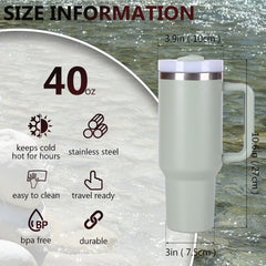 40oz V2 large capacity tumbler, With Handle And Straw Lid, Insulated Reusable Stainless Steel Water Bottles Travel Mug Coffee Cup car cup water cup For Men Women Outdoor Camping Driving, gift