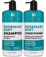 Rosemary Oil and Mint Shampoo and Conditioner Set Sulfate Free with Peppermint Moisturizing Products for Women and Men Helps Flaky Dry Scalp and Dandruff Salon Thickening for Thinning Hair