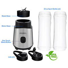 Personal Blender Smoothie Juice Shakes Mixer 2 Portable Bottle