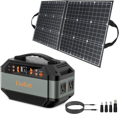 GOFORT 330W Portable Power Station; 299Wh Solar Generator Backup Power Compatible with 100W 18V Portable Solar Panel; Foldable Solar Charger with USB; 18V D C; QC 3.0 Output