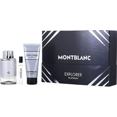 MONT BLANC EXPLORER PLATINUM by Mont Blanc EAU DE PARFUM SPRAY 3.3 OZ & SHOWER GEL 3.3 OZ & EAU DE PARFUM SPRAY 0.25 OZ MINI