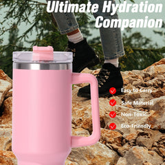 40oz large capacity tumbler, With Handle And Straw Lid, Insulated Reusable Stainless Steel Water Bottles Travel Mug Coffee Cup car cup water cup For Men Women Outdoor Camping Driving, gift