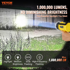 USB Super Bright Rechargeable Spotlight Flashlight 1000, 000LM Searchlight