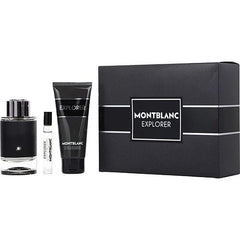 MONT BLANC EXPLORER by Mont Blanc EAU DE PARFUM SPRAY 3.3 OZ & SHOWER GEL 3.3 OZ & EAU DE PARFUM SPRAY 0.25 OZ MINI