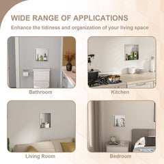 Brushed Stainless Steel Wall Shower Niche , Double Recessed Shower Shelf for Bathroom