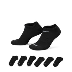 Black 6-pair pack of Nike cushion no show socks for breathable sweat-wicking comfort