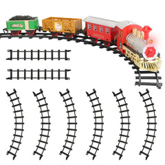 Electric Train Set Steam Locomotive Passenger Coach Coal with Sounds Light Railway