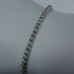Estate 2.10CTW Natural Diamond Tennis Bracelet 14K White Gold 7"