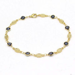 Evil Eye Anklet 10'' Blue High Polish