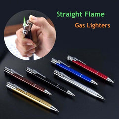 Creative Metal Signature Pen Lighter Windproof Gas Inflatable Jet Lighter Mini Portable Business Birthday Gift Men