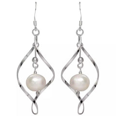 Freshwater Pearl Dangle Earrings in Sterling Silver