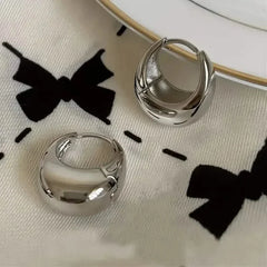 Glossy Chunky Shaped Hoop Earrings Copper Jewelry Vintage Elegant Style Female Geometric Ear Buckles