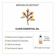 Brooklyn Botany Clove Essential Oil – 4 fl. oz. (118ml) with Dropper