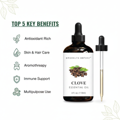 Brooklyn Botany Clove Essential Oil – 4 fl. oz. (118ml) with Dropper