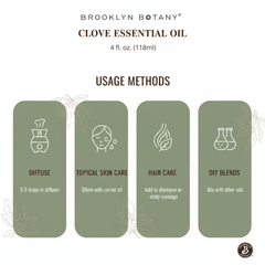 Brooklyn Botany Clove Essential Oil – 4 fl. oz. (118ml) with Dropper